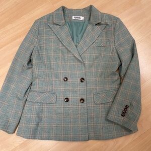 Womens Mint Plaid Suit Jacket Susielady Size XL- Great for spring/Summer
